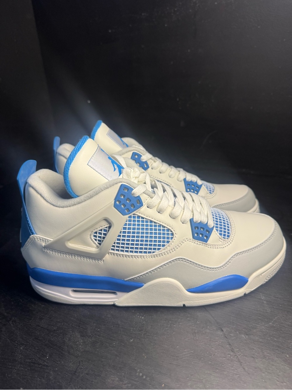 Men's Jordan 4 Brand new Athletic Sneakers in White and Blue